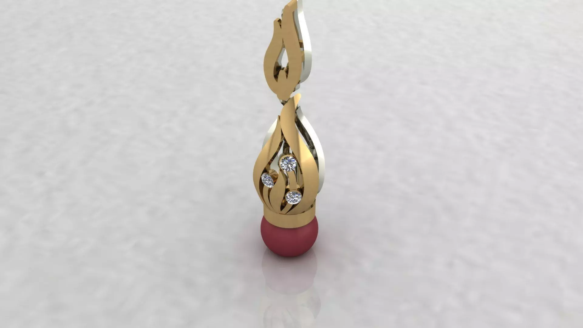 Earrings pendant with pearls and diamonds 3D print model_0