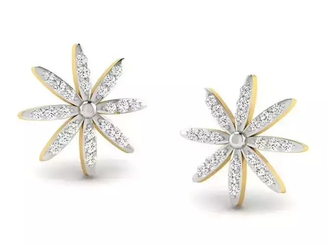 Flower Shaped Ear Studs With Diamonds 16