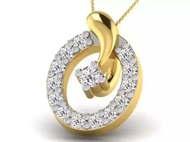 Oval Shaped Golden Pendant With Diamonds 19
