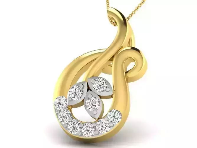 Golden Floral Design Pendant With Diamonds 6