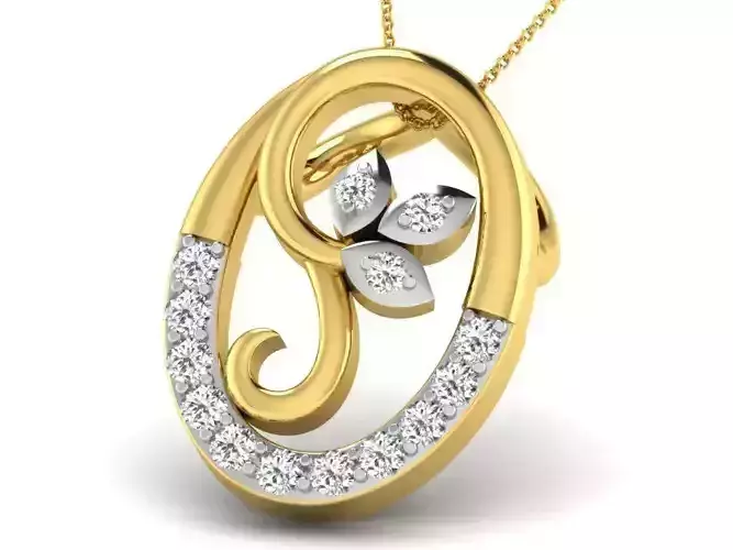 Oval Shaped Golden Pendant With Diamonds 20