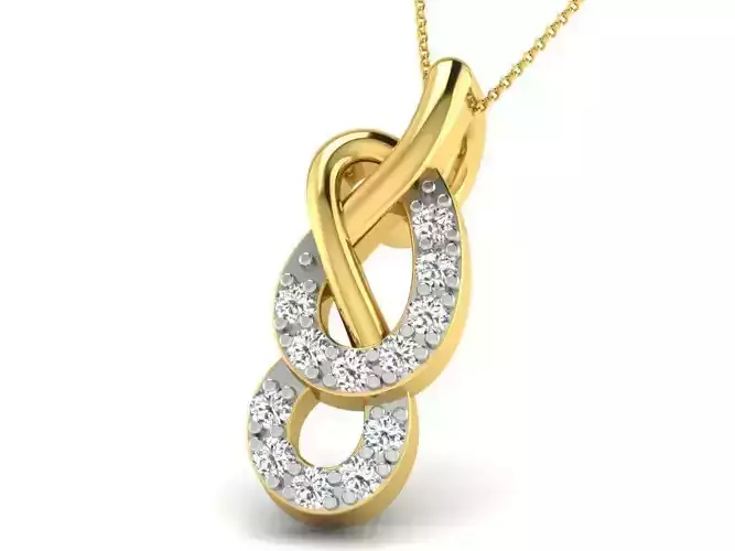 Knot Shape Golden Pendant With Diamonds 1
