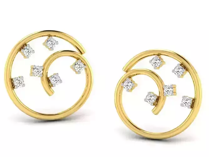 Spiral Golden Earrings With Diamonds 3