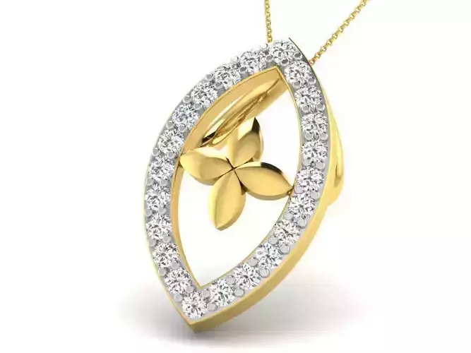 Marquise Shaped Golden Pendant With Diamonds 11