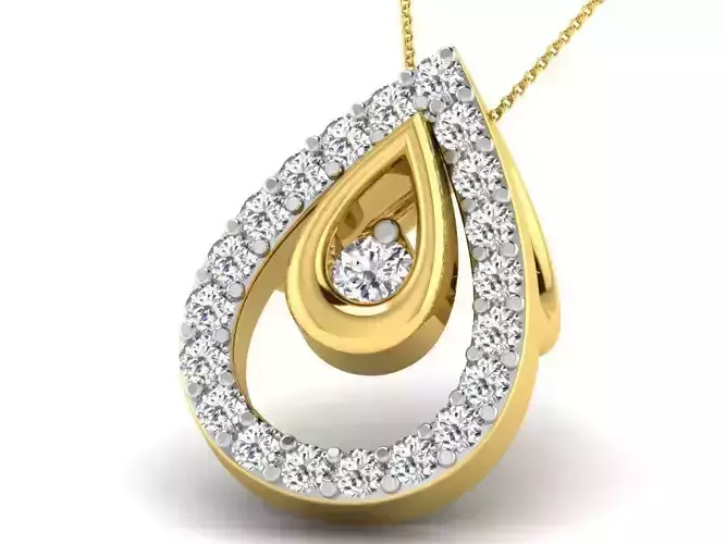 Drop Shaped Golden Pendant with Diamonds 1