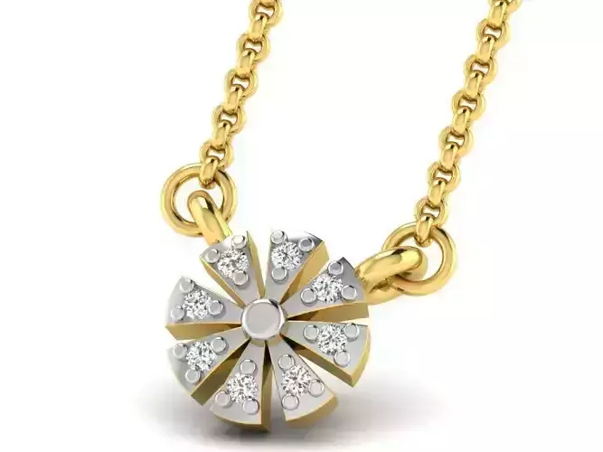 Flower Shape Golden Pendant With Diamonds 2