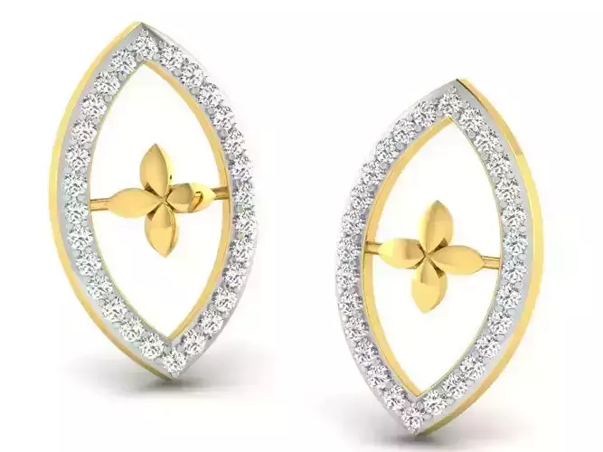 Marquise Shaped Golden Earrings With Diamonds 1