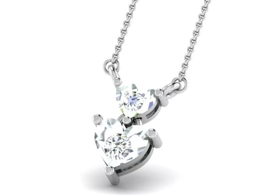 Heart Shape Silver Pendant With Diamonds 3D print model_0