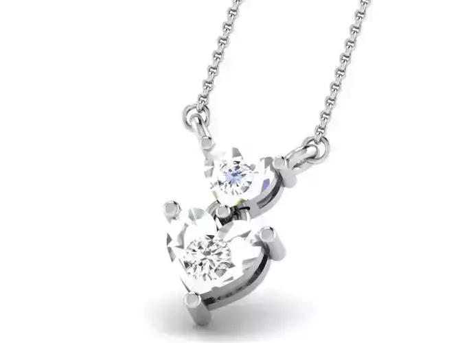 Heart Shape Silver Pendant With Diamonds 3D print model