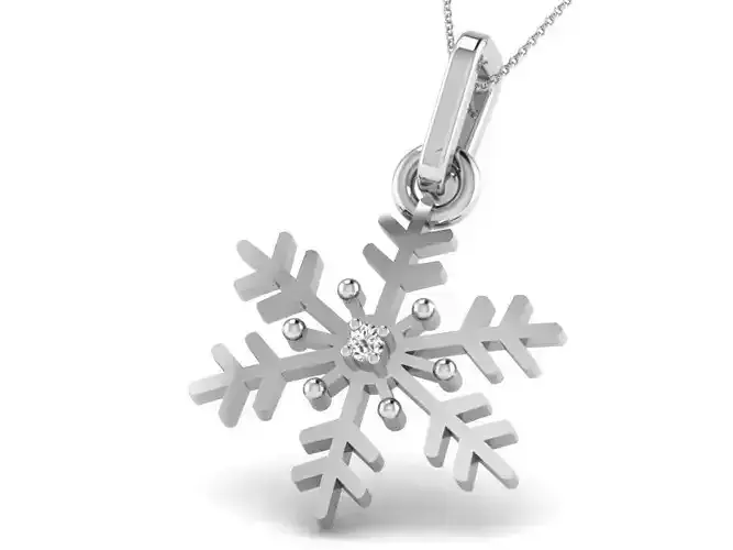 Silver Snowflake Pendant With Diamonds