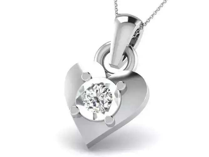 Heart Shaped Silver Pendant With Diamonds 3 3D print model