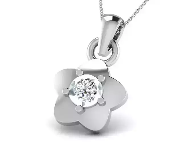 Flower Shaped Silver Pendant With Diamonds 2