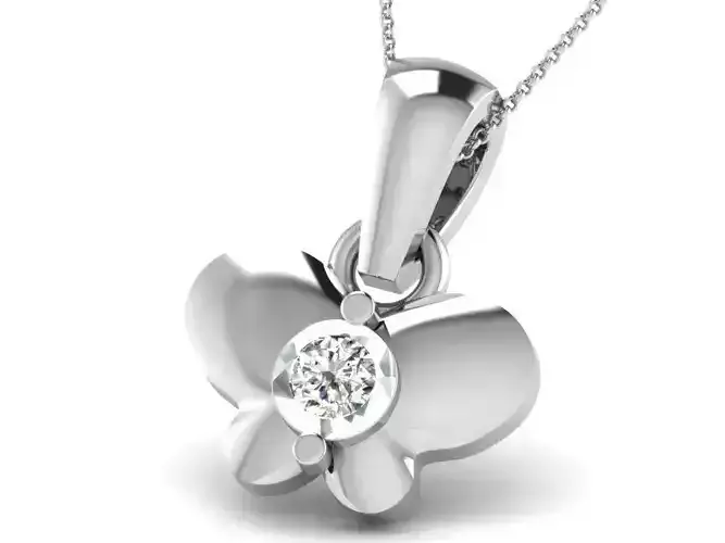 Butterfly Shaped Silver Pendant With Diamonds 1