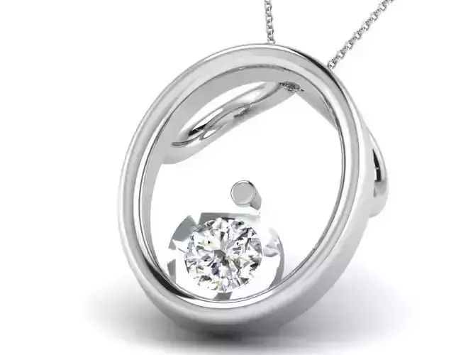 Oval Shaped Silver Pendant With Diamonds 1