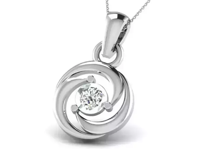 Flower Shaped Silver Pendant With Diamonds 4
