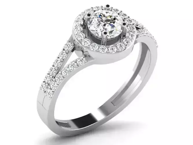 Round Silver Halo Ring With Diamonds 1