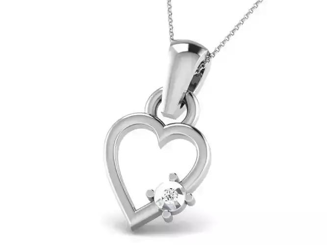 Heart Shaped Silver Pendant With Diamonds 4
