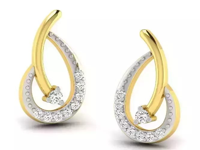 Drop Shape Golden Earrings With Diamonds 4
