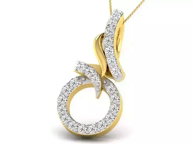 Round Shaped Golden Pendant With Diamonds 22