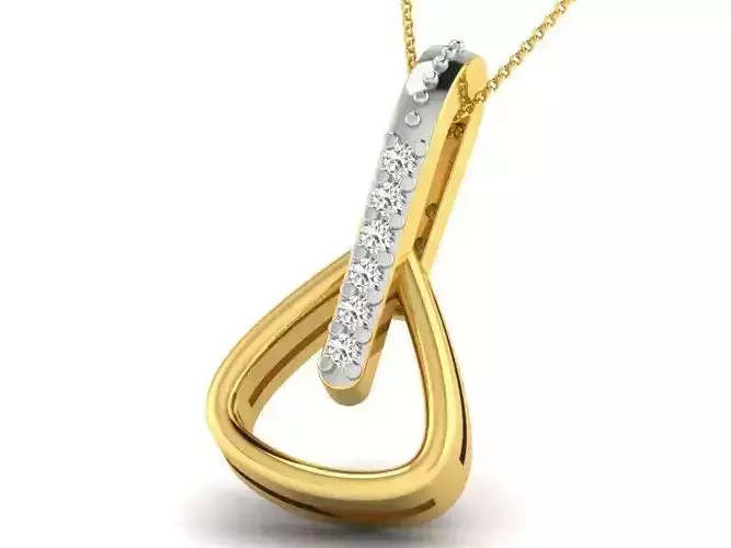 Triangle Shaped Golden Pendant With Diamonds 5 3D print model
