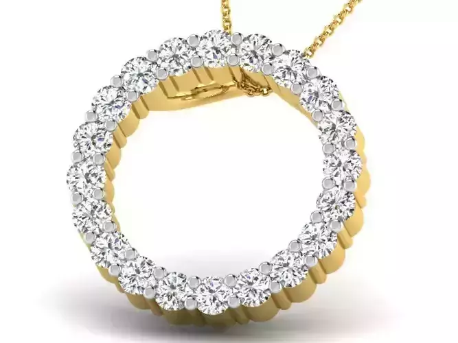 Round Shaped Golden Pendant With Diamonds 23