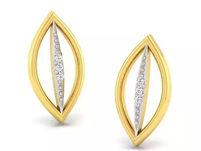 Marquise Shaped Golden Earrings With Diamonds 2