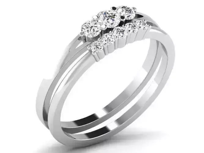 Silver Thin Couple Rings With Diamonds