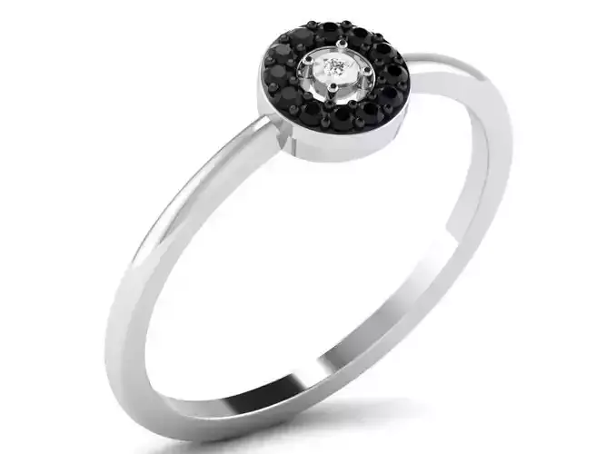 Silver Thin Halo Ring With Gemstones