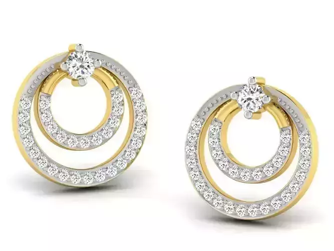 Round Shaped Golden Earrings With Diamonds 7