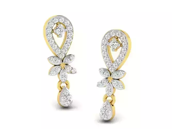 Golden Drop Earrings With Diamonds 28