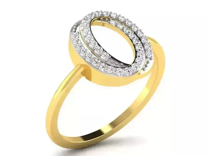 Oval Shaped Golden Ring With Diamonds 1