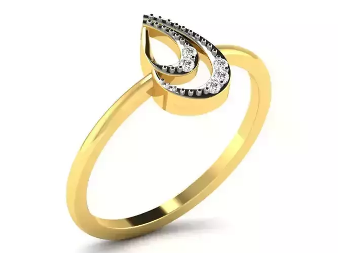 Drop Shaped Golden Ring With Diamonds 1