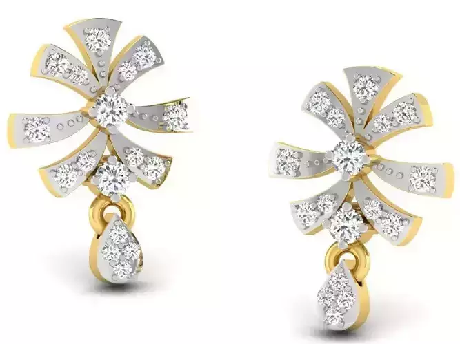 Flower Shaped Drop Earrings With Diamonds 10