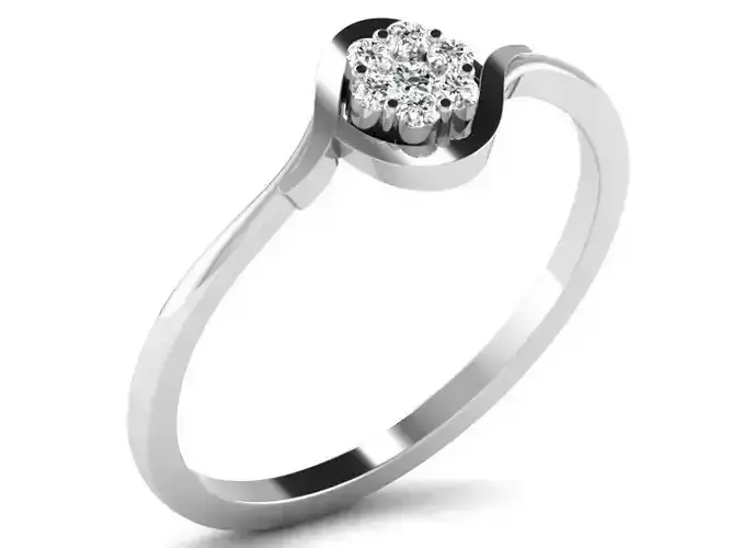 Swirl Loop Silver Thin Ring With Diamonds