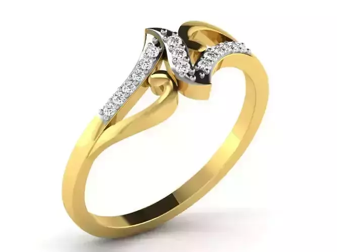 Spiral Golden Ring With Diamonds 3