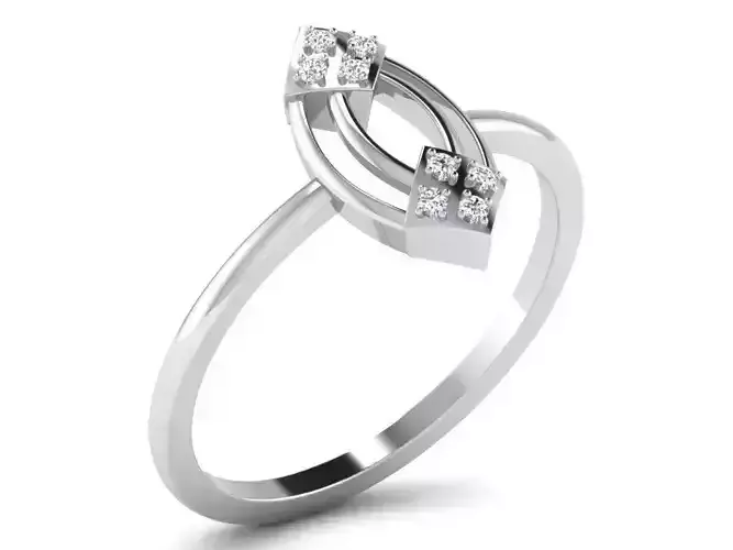 Marquise Shaped Silver Ring With Diamonds