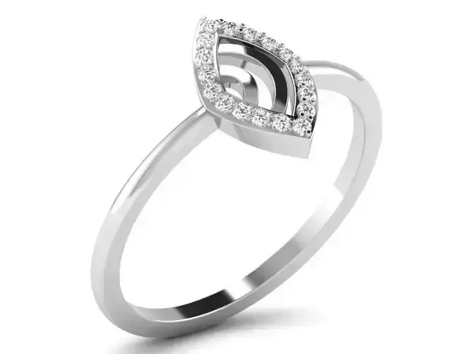 Marquise Shaped Silver Ring With Diamonds 1