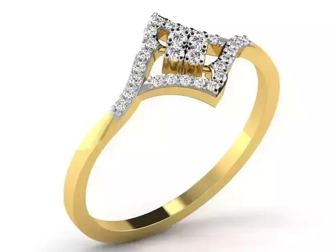 Golden Thin Ring With Diamonds 4