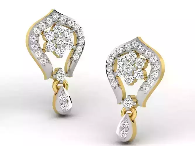 Golden Drop Earrings With Diamonds 34