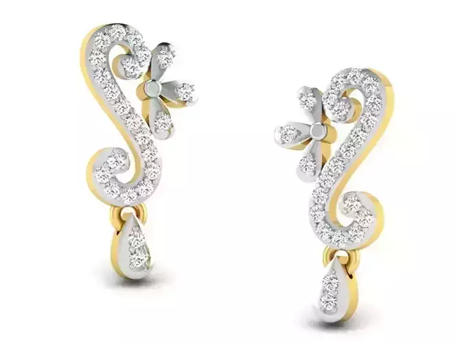 Golden Drop Earrings With Diamonds 36