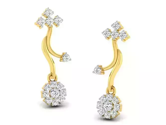 Golden Drop Earrings With Diamonds 37