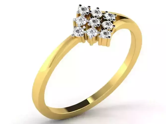 Golden Engagement Ring with Diamonds 2