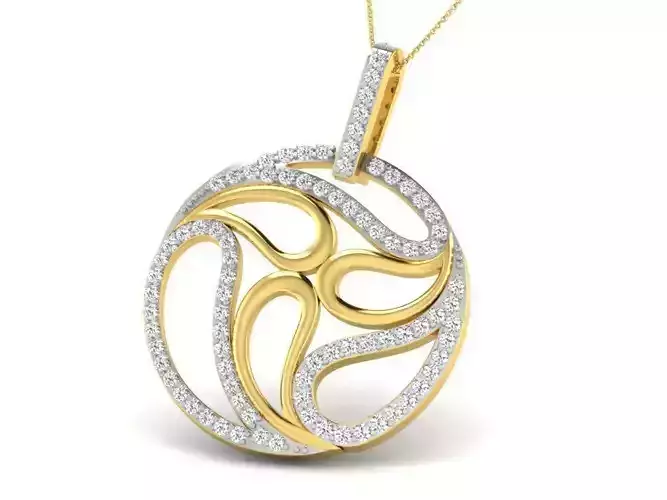 Round Shaped Golden Pendant With Diamonds 25