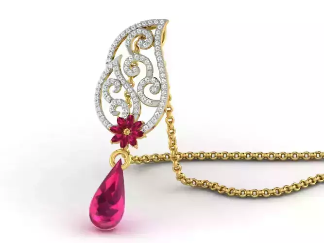 Golden Pendant With Gemstone 1