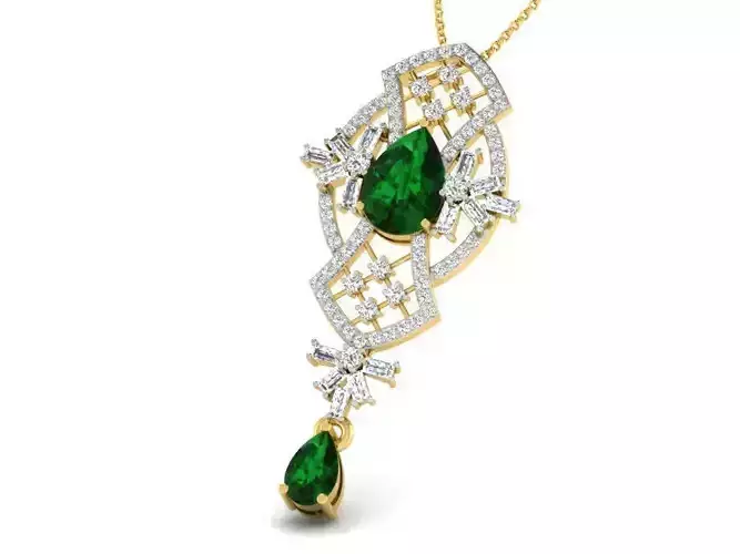 Golden Pendant With Emerald 5