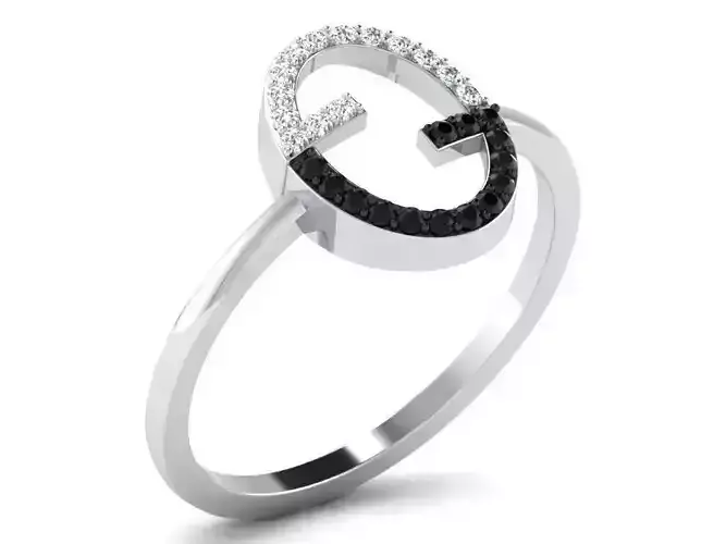 Oval Shaped Silver Thin Ring With Gem