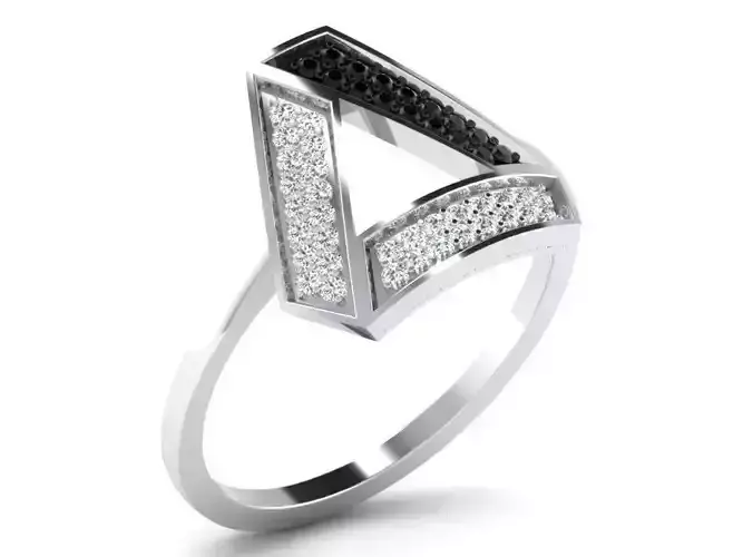 Triangle Shaped Silver Thin Ring With Gem 1