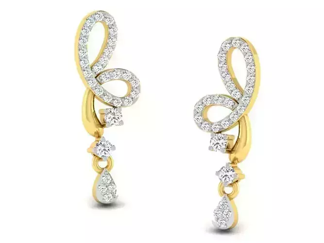 Golden Drop Earrings With Diamonds 42