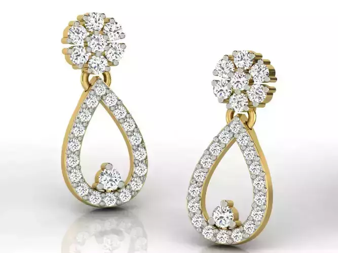 Drop Shape Drop Earrings With Diamonds 4