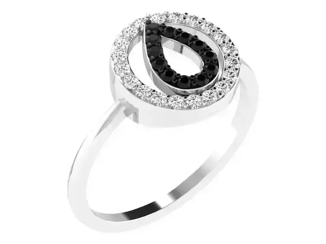 Round Shaped Silver Thin Ring With Gem